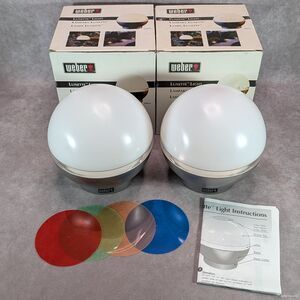2 Vintage Weber Lunette Light Grilling Lamps 9055 Battery Operated Camping Patio